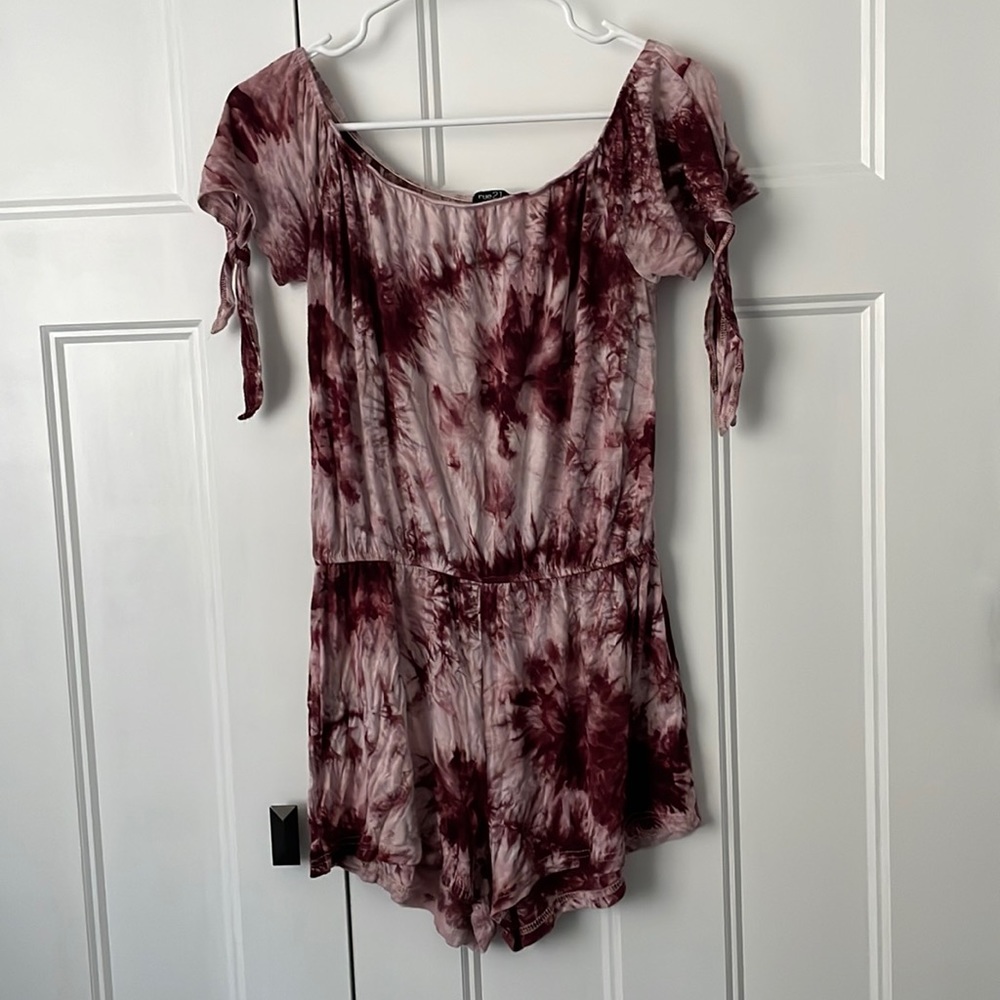 Rue 21 Maroon Tie Dye Romper